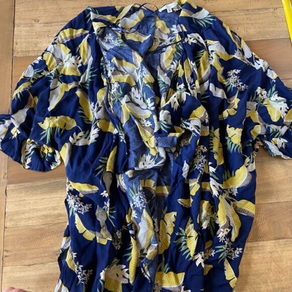 FSL+ Blue & Yellow Flowy Kimono Cover - size S/M - Picture 2 of 5